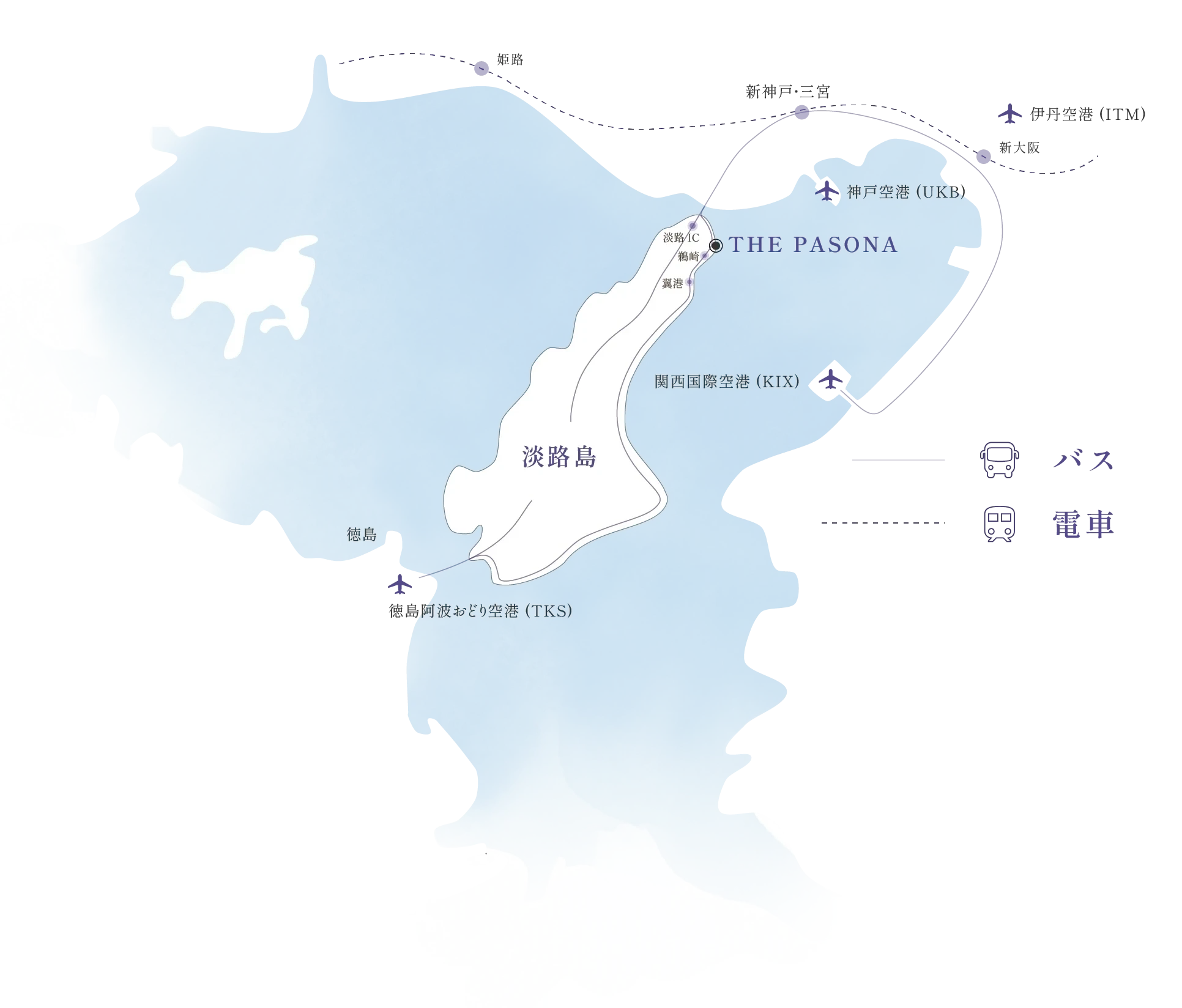 Map to THE PASONA on Awaji Island