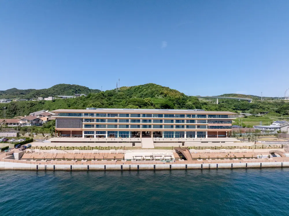 Rear view of the building designed by Shigeru Ban