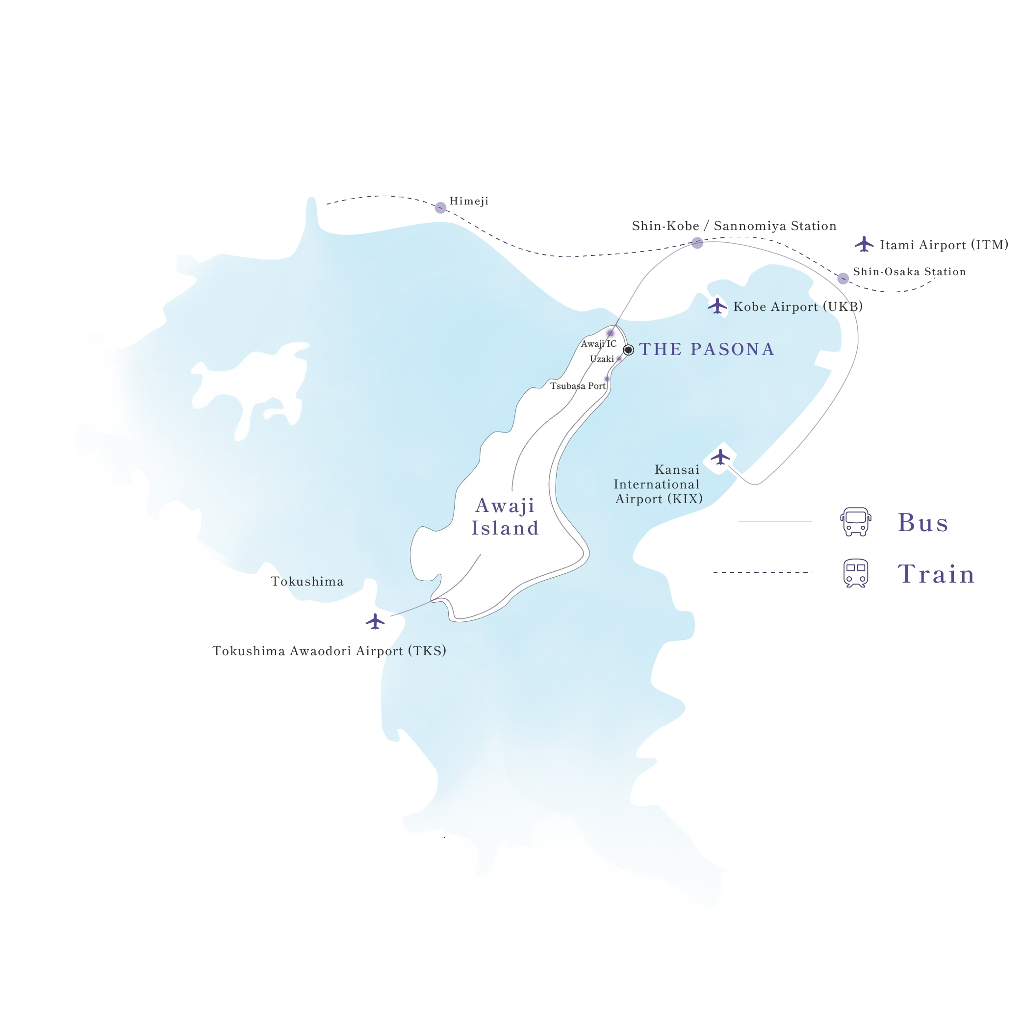 Map to THE PASONA on Awaji Island